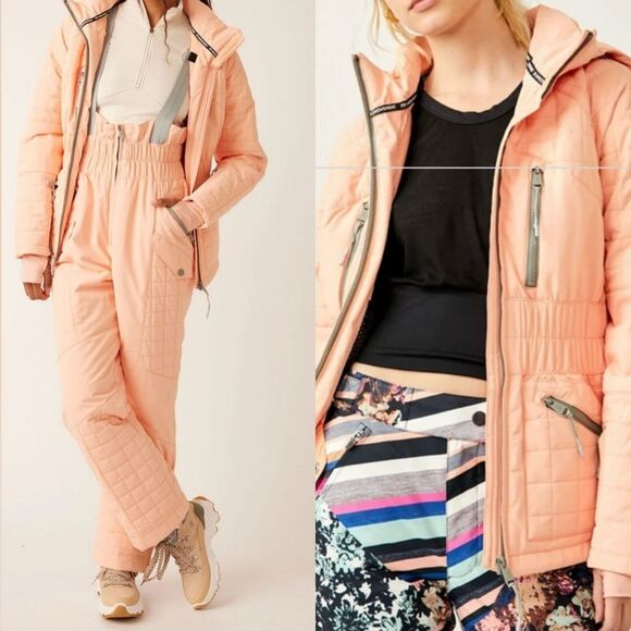 NWT Free People Movement All Prepped Winter Melon Papaya Orange Pink Ski Jacket - Picture 1 of 10